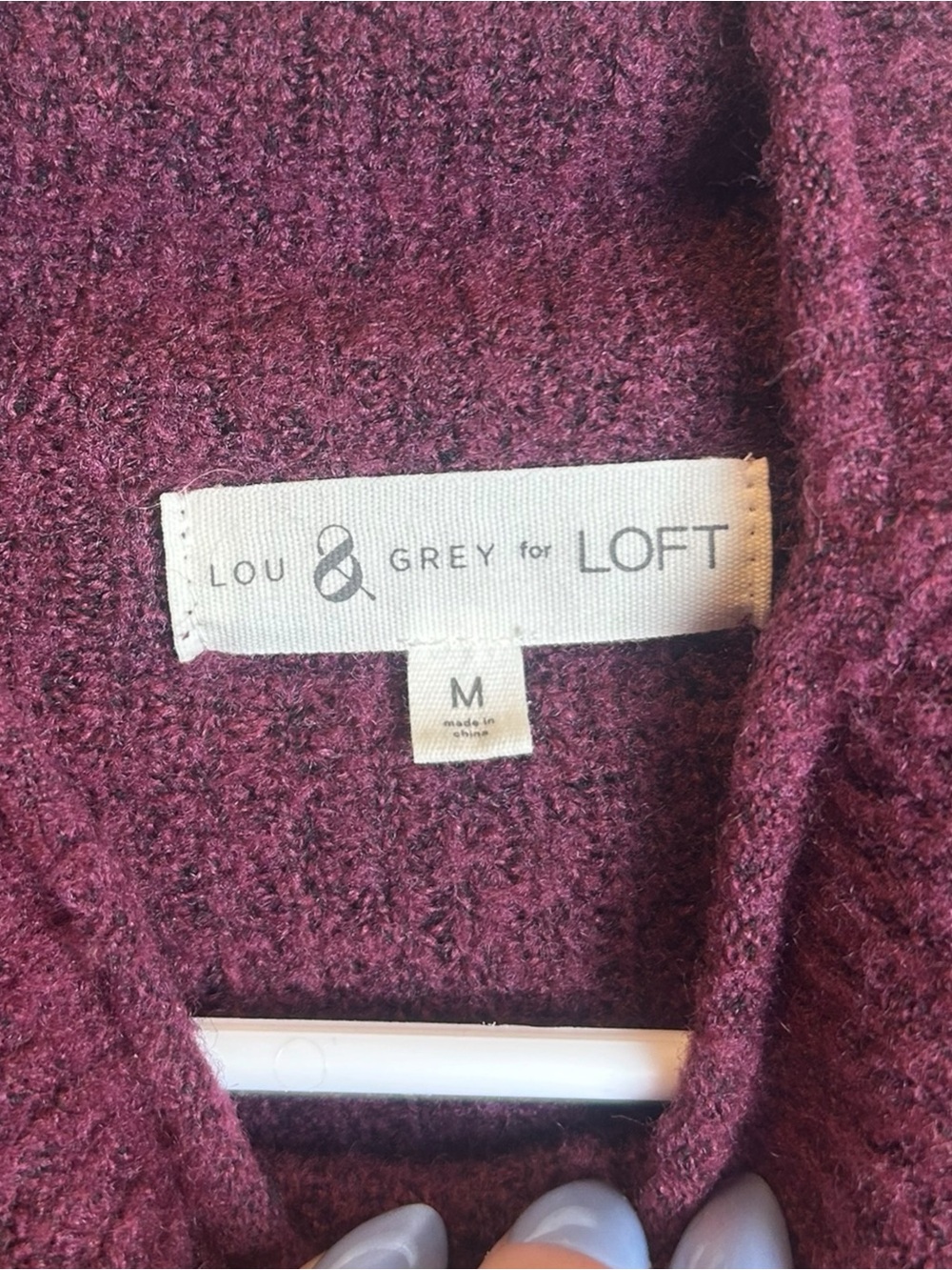 Lou & Grey Plum Burgundy Mock Neck Dolman Sleeve Sweater Size Med Oversized - Picture 2 of 4